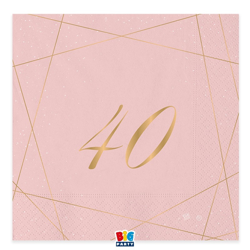 20 Tovaglioli cm. 33 x 33 40 Anni Rose