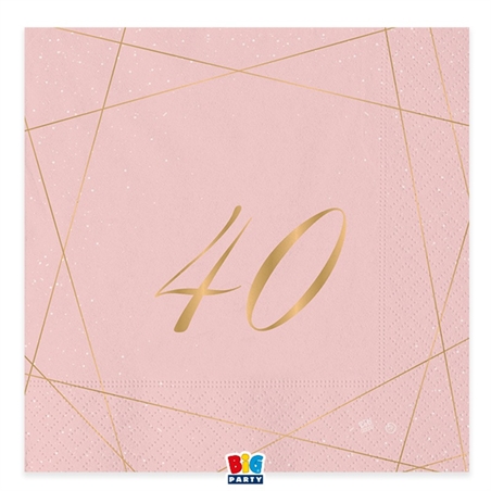20 Tovaglioli cm. 33 x 33 40 Anni Rose