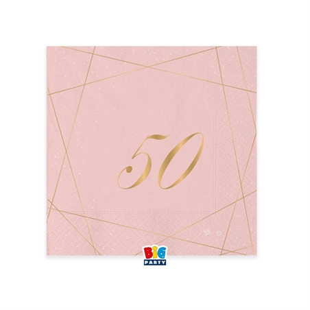 20 Tovaglioli cm.25 x 25 50 Anni Rose