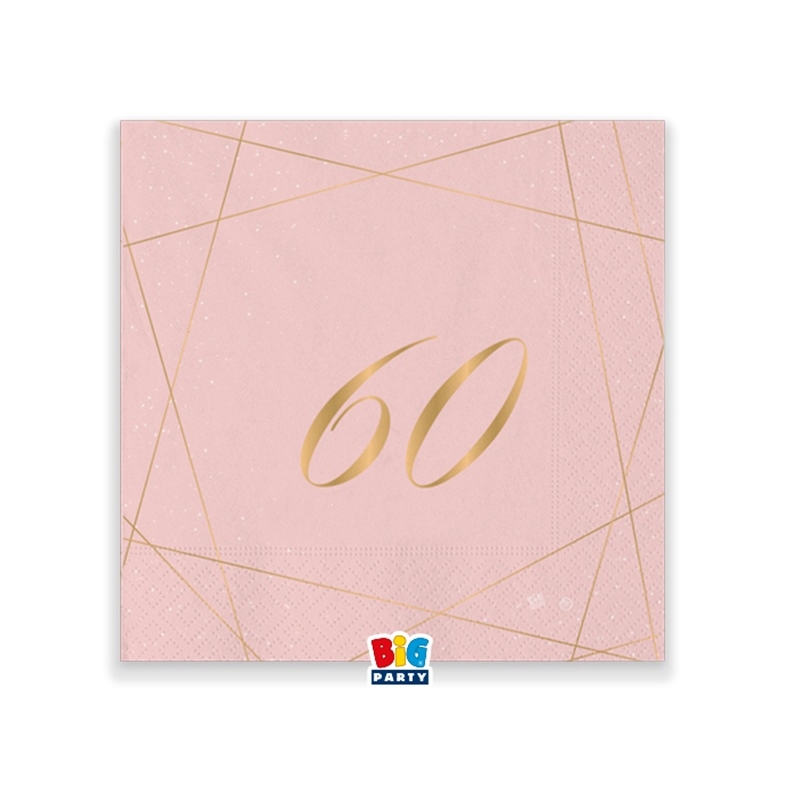20 Tovaglioli cm.25 x 25 60 Anni Rose
