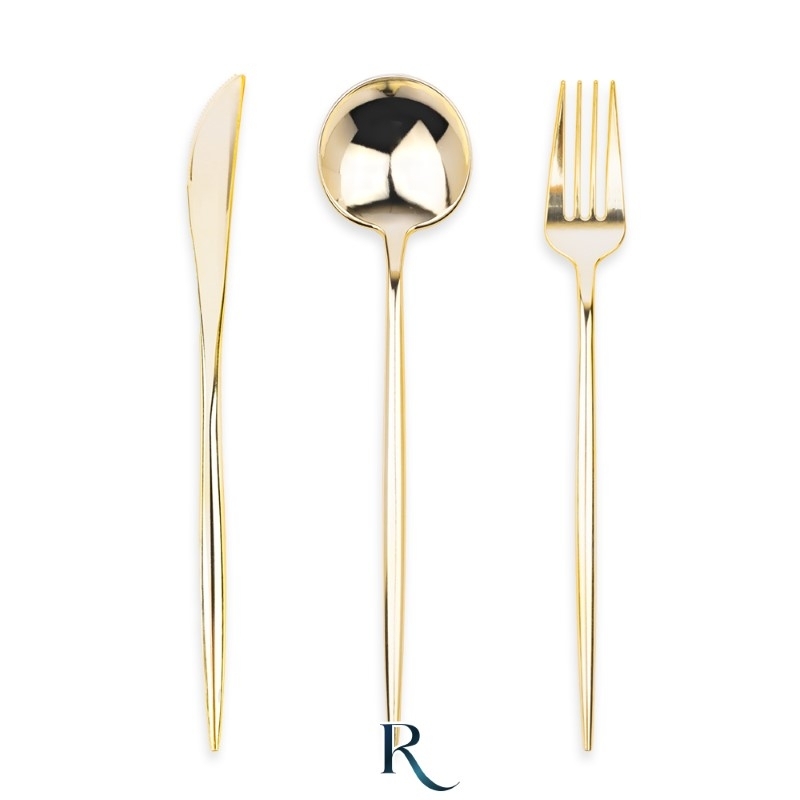 set-18-posate-plastica-riutilizzabili-modern-gold-22-cm