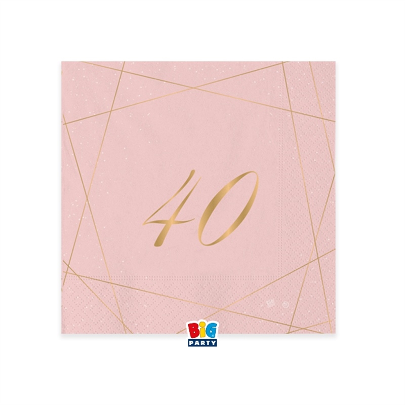 20 Tovaglioli cm.25 x 25 40 Anni Rose