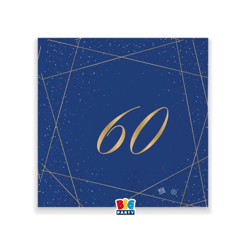 20 Tovaglioli cm. 25 x 25 60 Anni Blue Gold