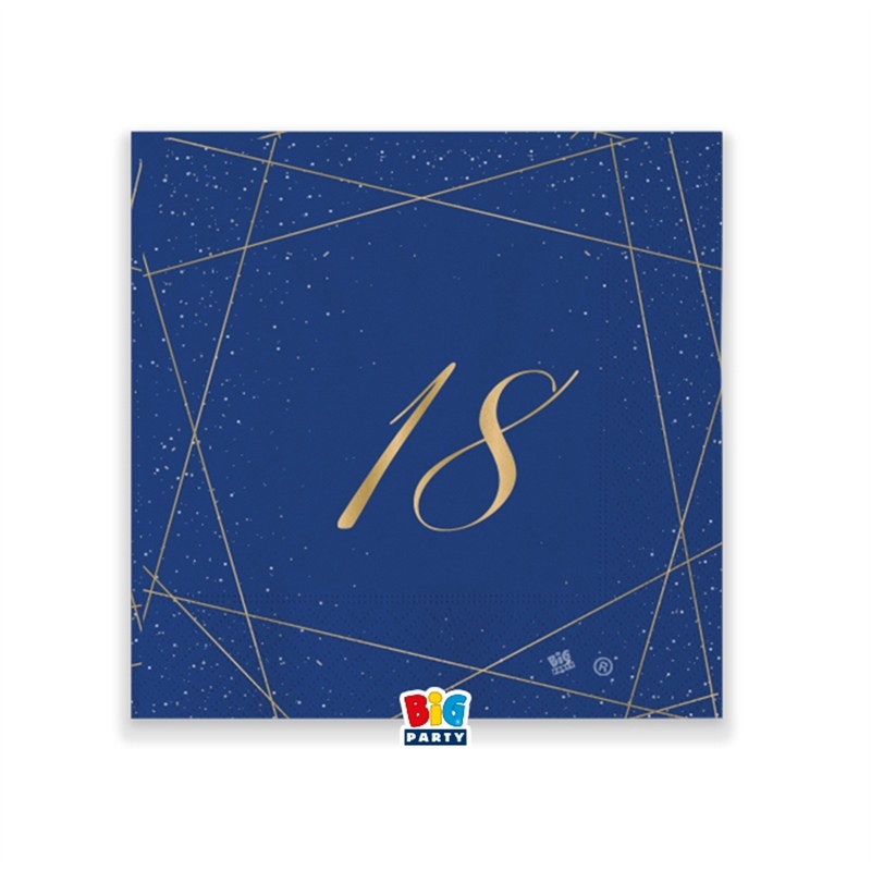 20 Tovaglioli cm. 25 x 25 18 Anni Blue Gold