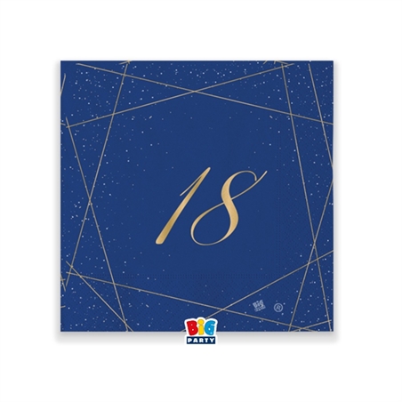 20 Tovaglioli cm. 25 x 25 18 Anni Blue Gold