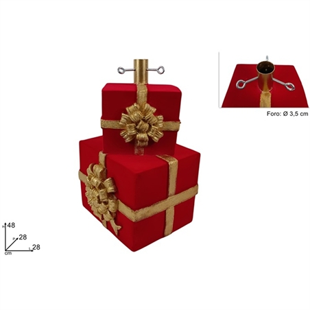 base-albero-natale-pacchi-regalo-effetto-velluto-rosso