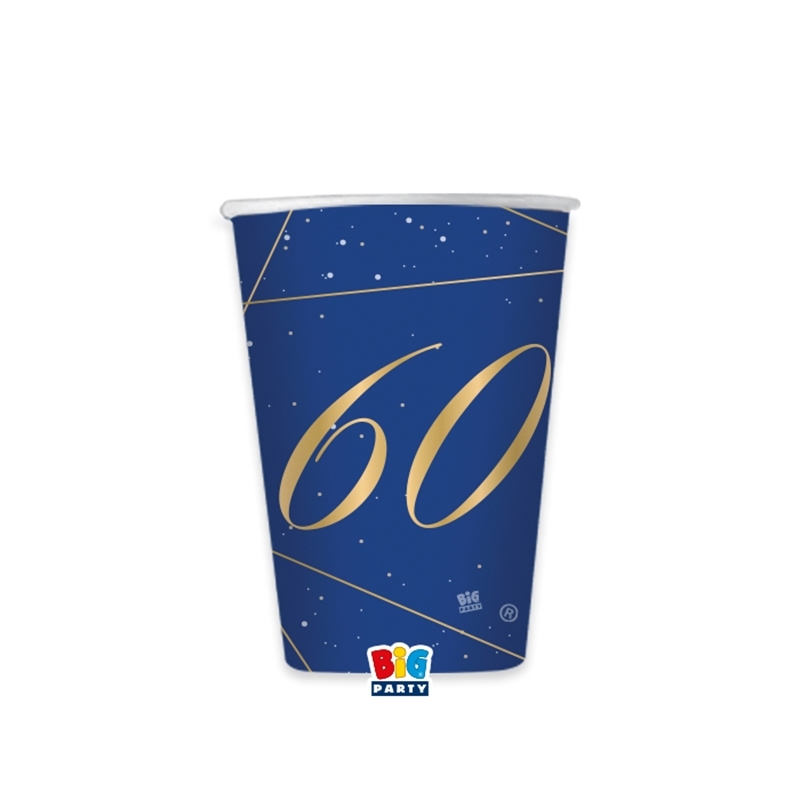 8 Bicchieri cc. 200 60 Anni Blue Gold
