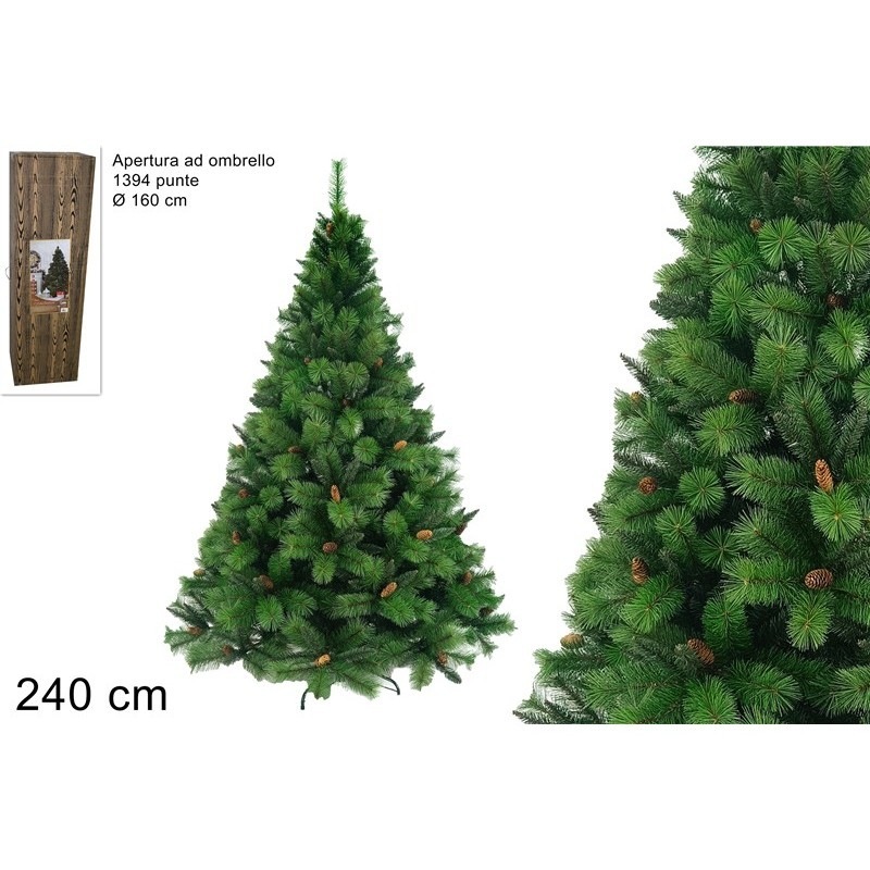 Pino natalizio Amsterdam con pigne H 240 cm - Ø 160 cm - 1934 punte