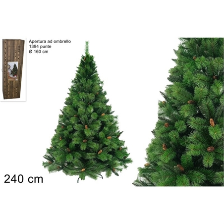 Pino natalizio Amsterdam con pigne H 240 cm - Ø 160 cm - 1934 punte