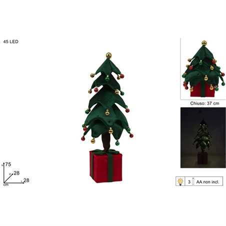 albero-natalizio-tessuto-palline-45-led-batteria-75-cm