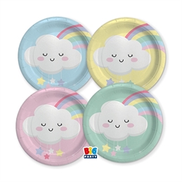 8 Piatti cm. 18 Mix Rainbow Cloud