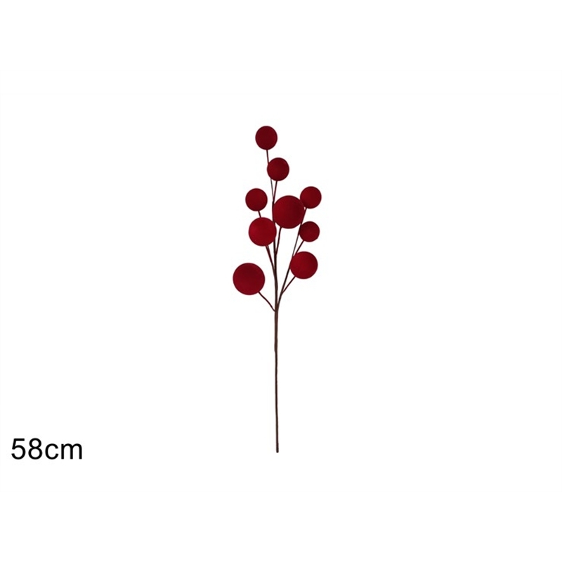 stelo-natalizio-9-palle-effetto-velluto-bordeaux-58-cm