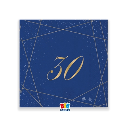 20 Tovaglioli cm. 25 x 25 30 Anni Blue Gold
