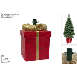 base-albero-natale-pacco-regalo-rosso-oro
