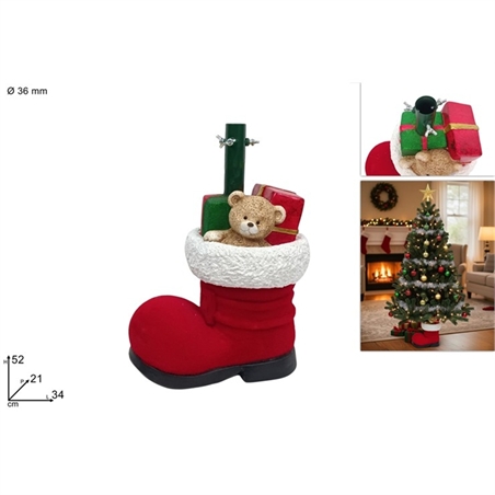 base-albero-scarpone-natalizio-rosso-floccato
