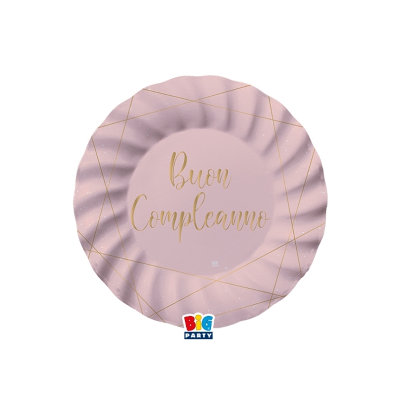 8 Piatti cm. 20 Buon Compleanno Rose