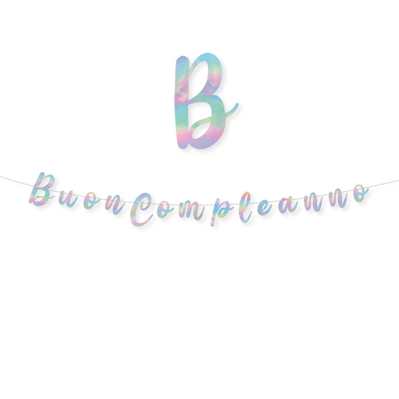 Festone Scritta Italic Buon Compleanno Iridescent
