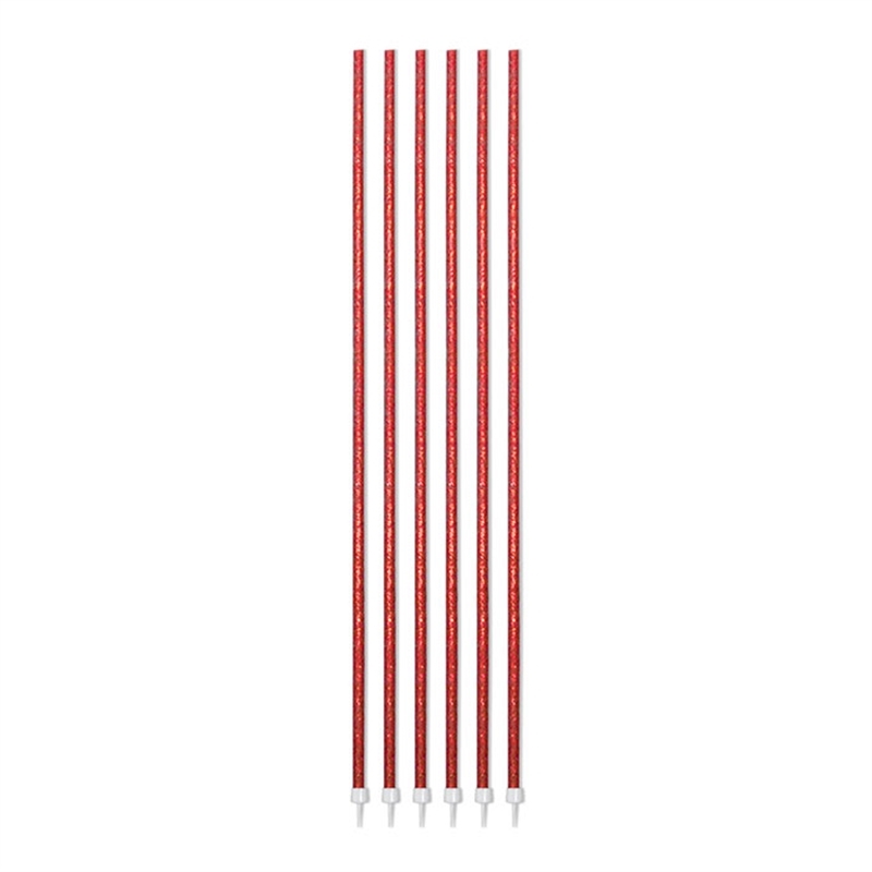 16 Candeline Fili Luminosi Rossi Glitter cm. 16 + supporto