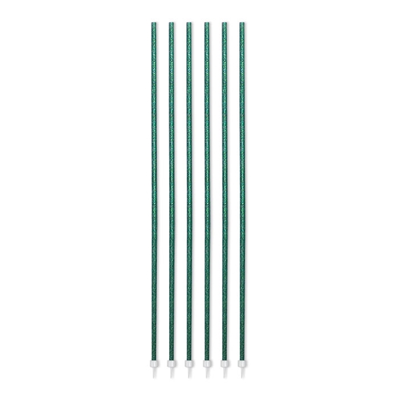 16 Candeline Fili Luminosi verde Glitter cm. 16 + supporto