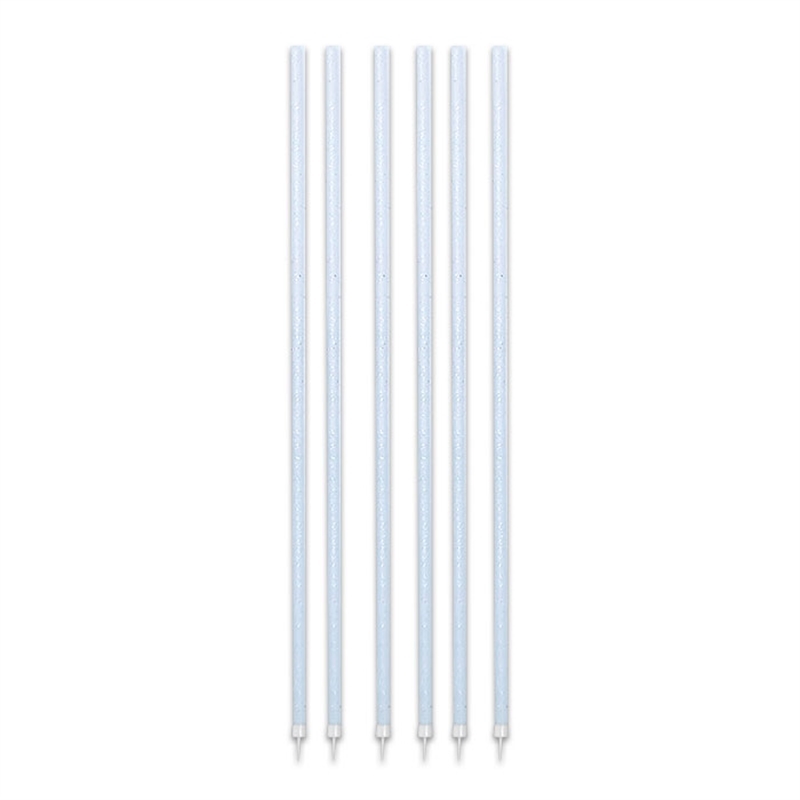 16 Candeline Fili Luminosi bianca Glitter cm. 16 + supporto