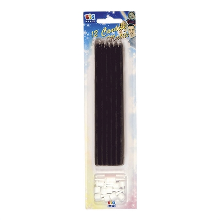 12 Candeline  Matite Nere cm. 15 + supporto