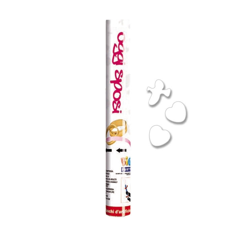 Cannon Sparacoriandoli cm 60 Coriandoli Cuori e Colombe Bianche
