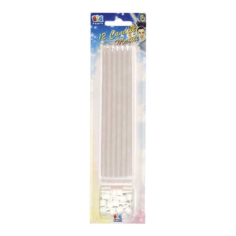 12 Candele Matite Bianche cm.15 + supporto