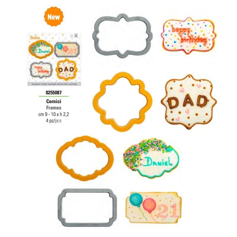 Set 4 Tagliapasta Cornici in Plastica 9 - 10 x h 2,2 cm
