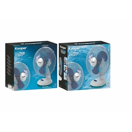 Ventilatore da tavolo con oscillazione e 3 pale da 40cm bianco e blu