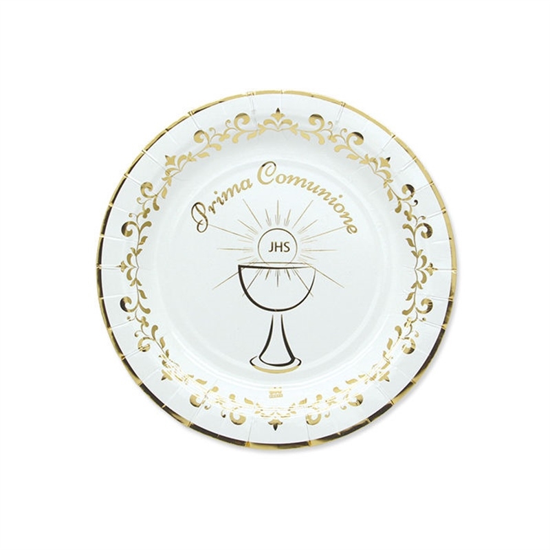piatti oro metal 18 cm prima comunione 8 pezzi