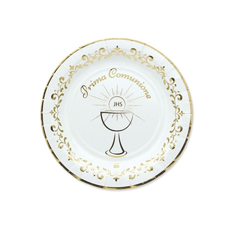 piatti oro metal 18 cm prima comunione 8 pezzi
