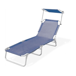 Galileo Vieste Lettino Con Parasole Alluminio Text Blu Melange