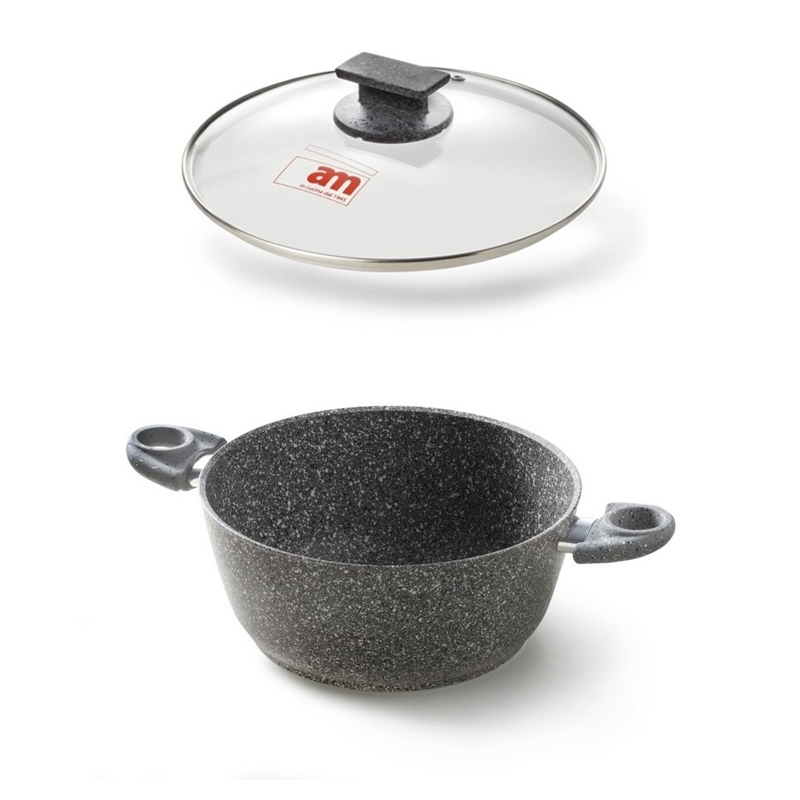Pentola casseruola antiaderente con coperchio in vetro 28 cm Cuore di Pietra