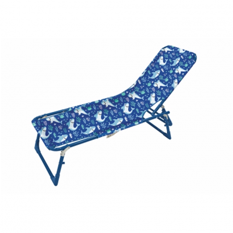 Lettino prendisole da mare per bambini pieghevole blu con squaletti
