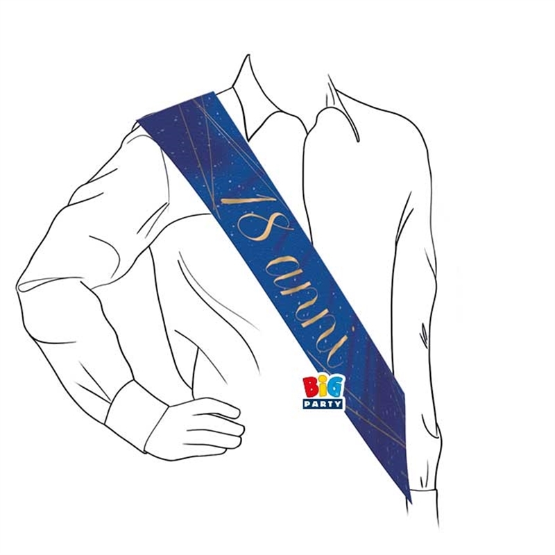 Fascia Premio Metallizzata 168 x 10 cm 18 Anni Blue Gold