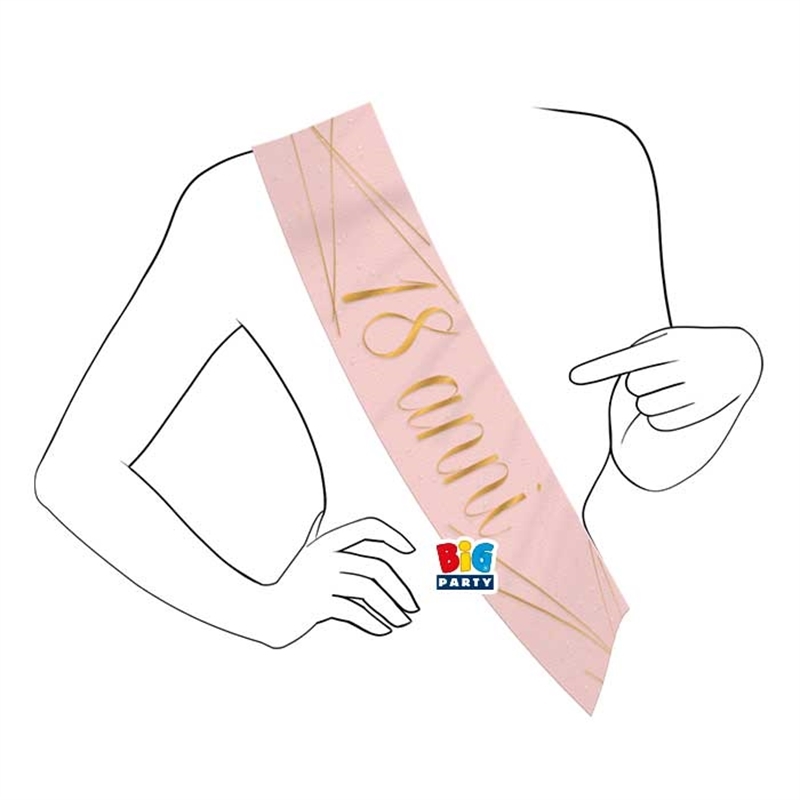 Fascia Premio Metallizzata 168 x 10 cm 18 Anni Rose
