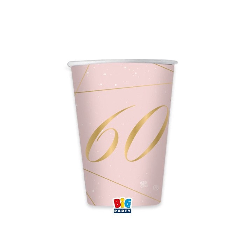 Bicchieri 200 cc 60 Anni Rosa 8 pezzi