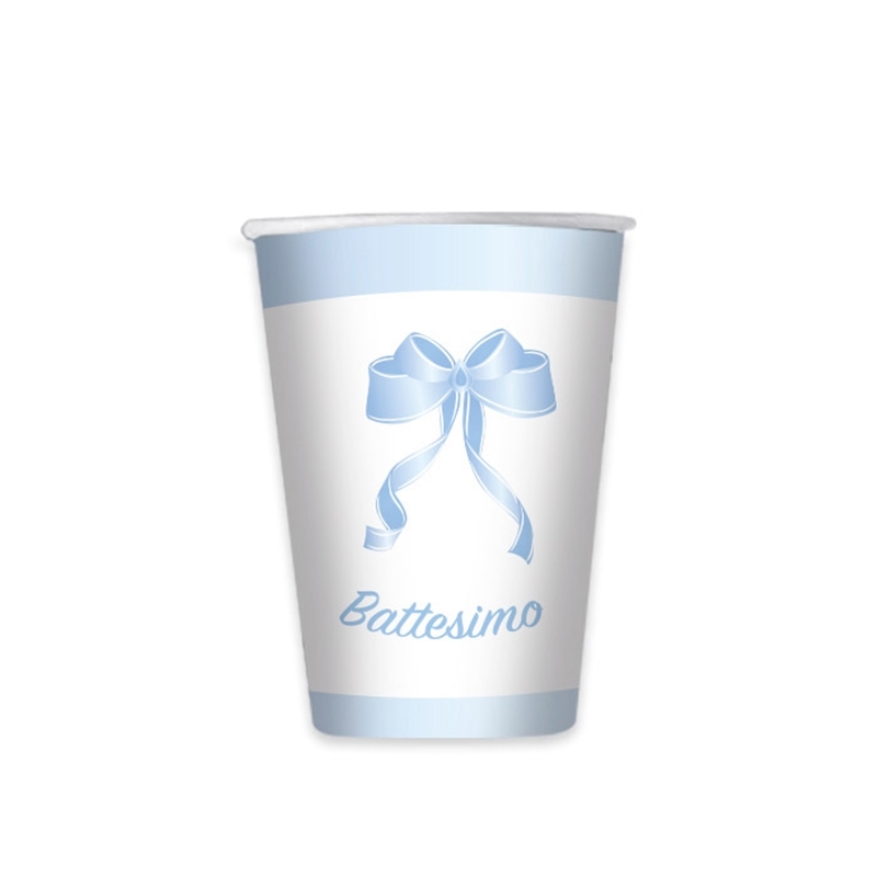  Bicchieri 200 cc Battesimo Fiocco Celeste 8 pezzi