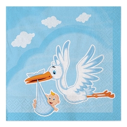 Tovaglioli 33x33 cm Cicogna Nuvola Celeste 20 pezzi
