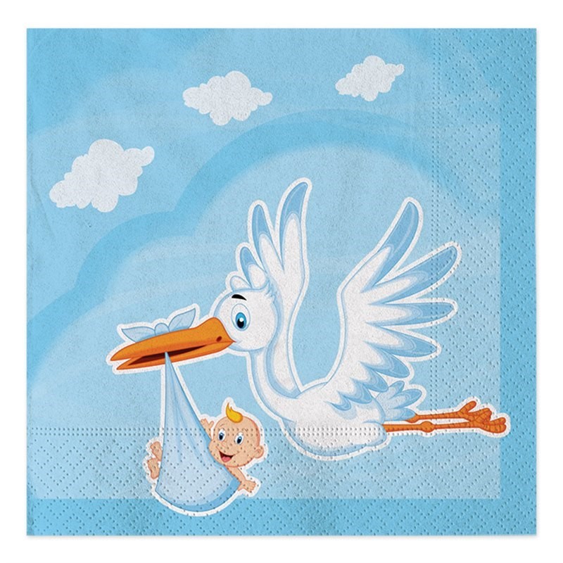 Tovaglioli 33x33 cm Cicogna Nuvola Celeste 20 pezzi Tovaglioli 33x33 cm Cicogna Nuvola Celeste 20 pezzi