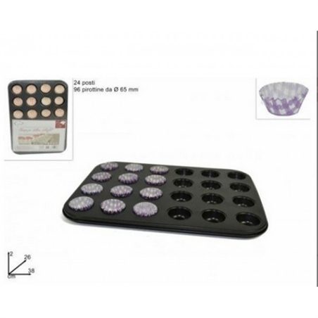 STAMPO PER 24 MINI MUFFIN CON 96 PIROTTINI