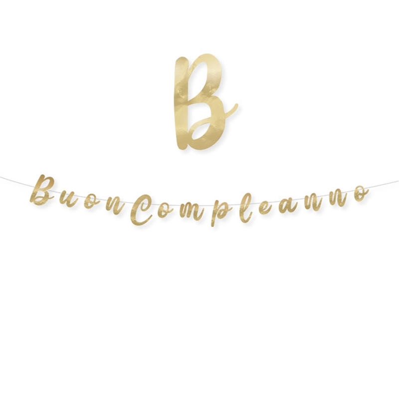 Festone Scritta Italic Buon Compleanno Oro Metal 