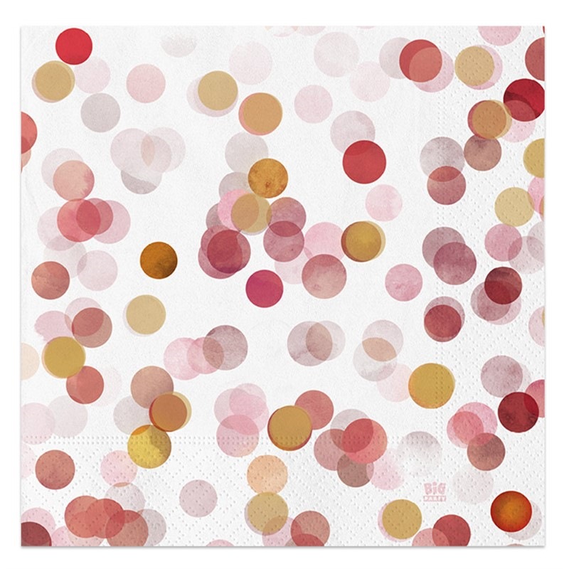Tovagliolo 33x33 cm Coriandoli Rosa 8 Pezzi