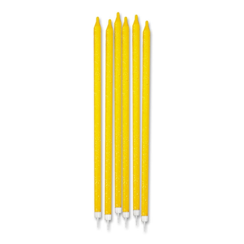 12 Candele Matite Gialle cm.15 + supporto
