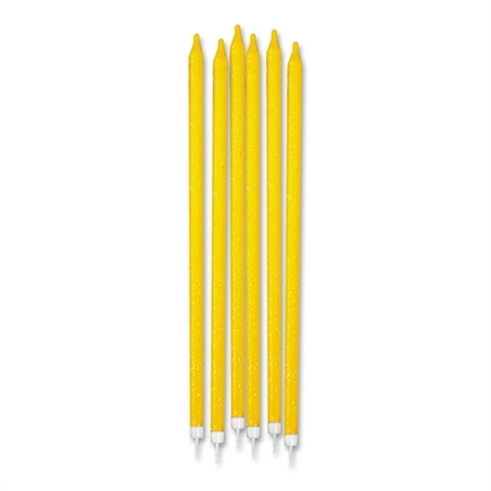 12 Candele Matite Gialle cm.15 + supporto
