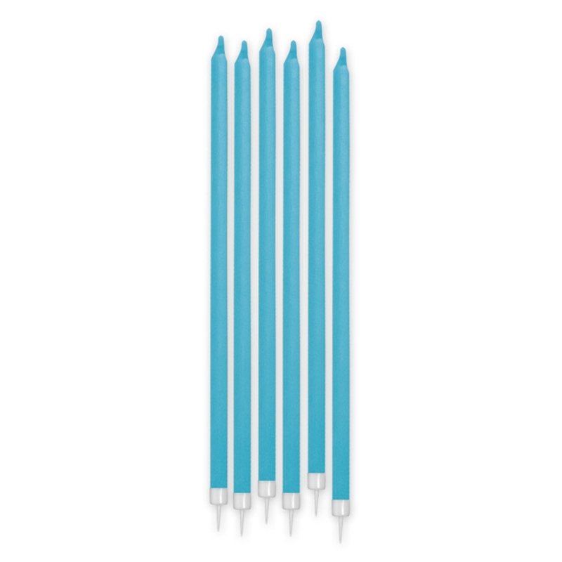 12 Candele Matite Acqua Marina cm.15 + supporto