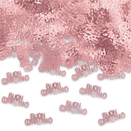 Coriandoli in Plastica 15 grammi  Buon Compleanno Rosa Gold