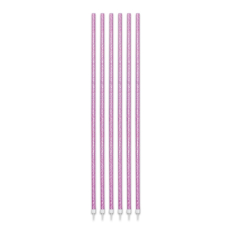 16 Candeline Fili Luminosi Rossi Glitter cm. 16 + supporto