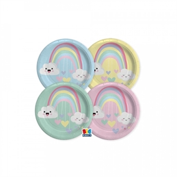 8 Piatti cm. 24 Mix Rainbow Cloud