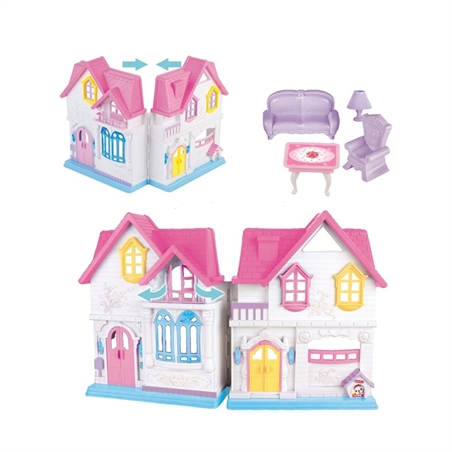 Casa delle Bambole con Luci e 3 Bambole incluse